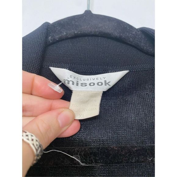 Misook Exclusive Black Open Front Knit Cardigan Jacket Size XL - Picture 3 of 9